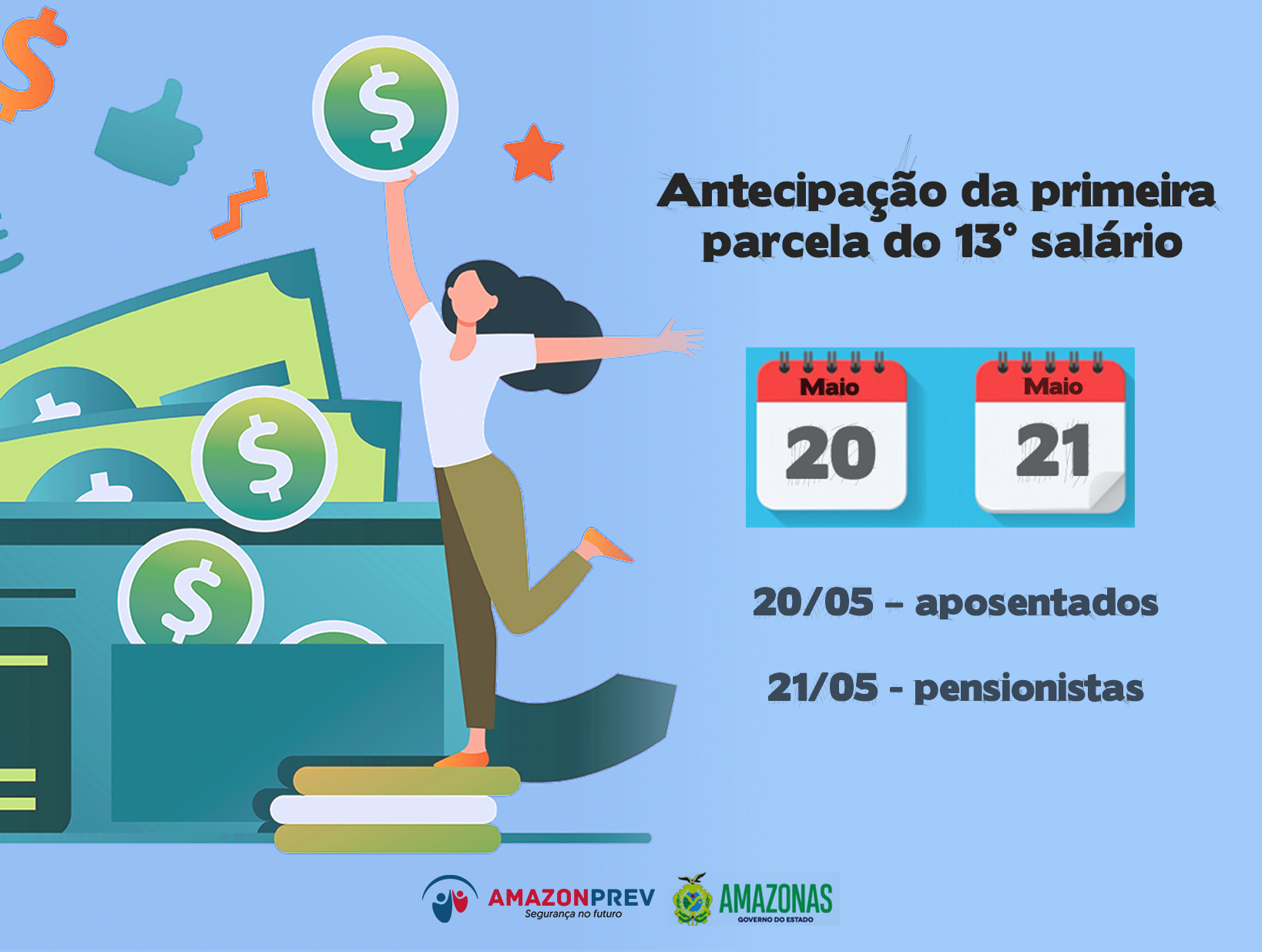 Antecipação do 13º salário para aposentados e pensionistas Amazonprev